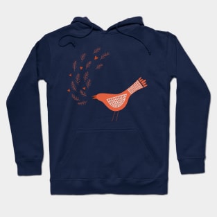 Scandinavian Bird With Hearts Hoodie